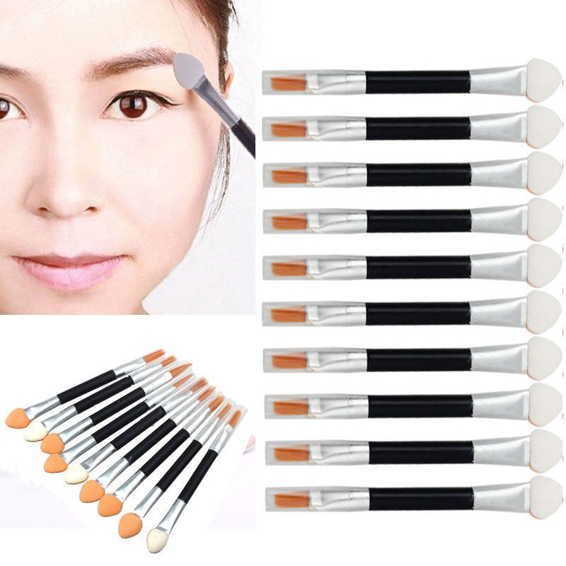 New Women Eye Shadow Brushes 10Pcs Makeup Double-end Eyeliner Brush Sponge Applicator Tools Hot Freeshipping