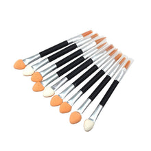 New fashion high quality 10Pcs Makeup Double-end Eye Shadow Eyeliner Brush Sponge Applicator Tool natural color Anne