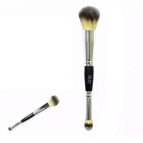 New fashion high quality wooden handle + nylon Double Head Cosmetic Contour Face Blush Eyeshadow Powder Foundation Makeup Brush