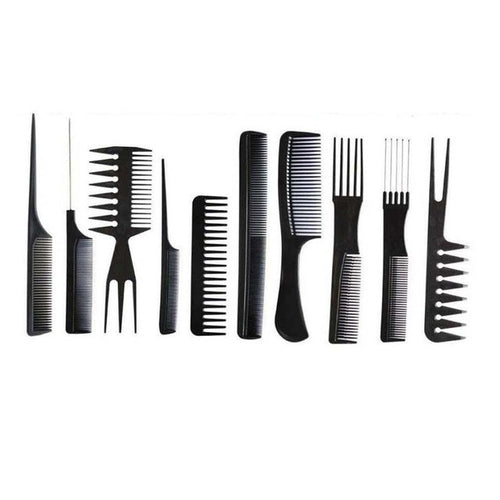 New style 10Pcs Black Pro Salon Hair Styling Hairdressing Plastic Barbers Brush Combs Set ABS Material 2017 Anne