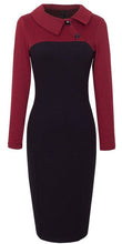 Notched Collar Button Full Sleeve Dress Plaid Pencil Knee-Length Elegant Fashion Office Skinny Dress 2016 Women Autumn Dresses