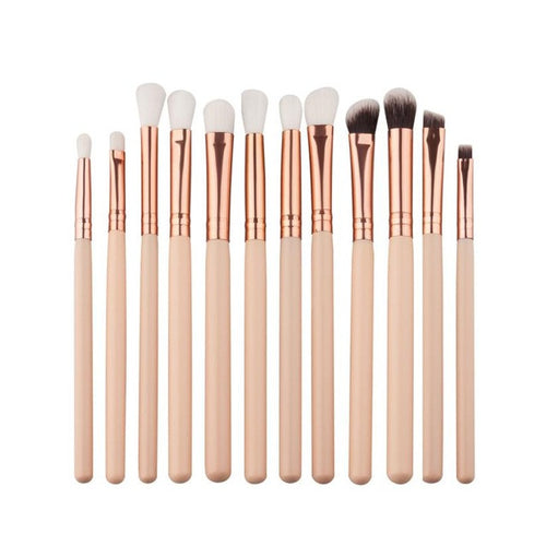 Nylon hair+ aluminum + wooden handle 12Pcs Mini Cosmetic Eyebrow Eyeshadow Brush Makeup Brush Sets Kits Tools Anne