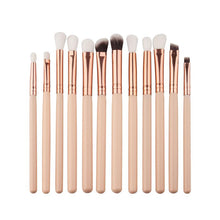 Nylon hair+ aluminum + wooden handle 12Pcs Mini Cosmetic Eyebrow Eyeshadow Brush Makeup Brush Sets Kits Tools Anne