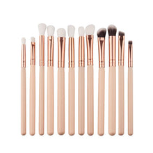 Nylon hair+ aluminum + wooden handle 12Pcs Mini Cosmetic Eyebrow Eyeshadow Brush Makeup Brush Sets Kits Tools Anne