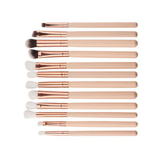 Nylon hair+ aluminum + wooden handle 12Pcs Mini Cosmetic Eyebrow Eyeshadow Brush Makeup Brush Sets Kits Tools Anne