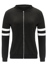 O-Neck Full Sleeve Patchwork Zipper Jackets Silm Black White Cotton Women Jacket Autumn Skinny Women 2016 Casual Jacket Tops