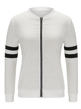 O-Neck Full Sleeve Patchwork Zipper Jackets Silm Black White Cotton Women Jacket Autumn Skinny Women 2016 Casual Jacket Tops