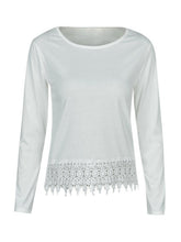 O-Neck Lace White Loose Crop Top Blouse Casual Fashion Tops Full sleeve New Arrival Summer Blouse 2016 Summer Women Casual tops