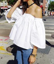 Off Shoulder Bell Sleeve Oversized Women Summer Blouse Fashion Girl Casual Big Size 2016 Top High Quality New Arrival Women 2016