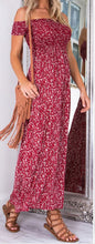 Off Shoulder Double Side Slit Long Maxi Dress Floral Print High Waist Beach Women Boho Bohemian Summer 2016 Fashion Dress