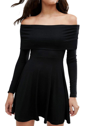 Off Shoulder Dress Fashion Black Solid Sheath Dress Mini Summer Women Dresses Lady 2016 New Arrival Casual Sexy Dresses
