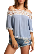 Off Shoulder Hollow Out Lace Loose Cute Patchwork Women Blouse Women Tops And Blouses 2016 New Fashion Ladies Tops And Blouses