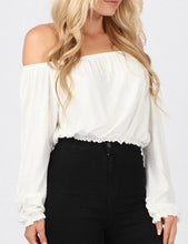 Off Shoulder Short Crop Top Long Sleeve Loose Blouse Fashion Ladies Summer Top Blouse 2016 Black Top Girl Casual
