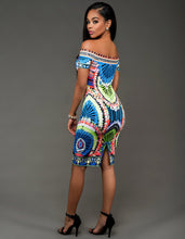 Off Shoulder Tribal Pattern Bodycon For Women 2016 Knee Length Dress Dashiki Color Print African Dress New Fashion High Quality