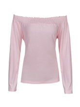 Off Shoulder Women Casual Blouse Long Sleeve Black Pink 2 Color Womens Tops And Blouses For 2016 Tops High Quality Fashion