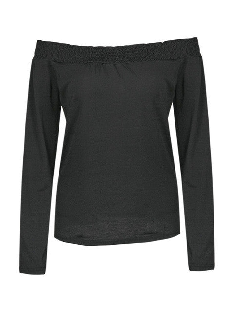 Off Shoulder Women Casual Blouse Long Sleeve Black Pink 2 Color Womens Tops And Blouses For 2016 Tops High Quality Fashion
