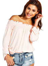 Off Shoulder Women Casual Blouse Long Sleeve Black Pink 2 Color Womens Tops And Blouses For 2016 Tops High Quality Fashion
