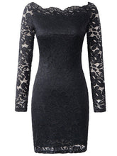 Off Shulder Hollow Out Lace Full Sleeve Dress Black Slim Party Mini Solid Skinny White Dress Women Autumn 2016 Sexy Lady Dress