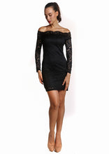 Off Shulder Hollow Out Lace Full Sleeve Dress Black Slim Party Mini Solid Skinny White Dress Women Autumn 2016 Sexy Lady Dress