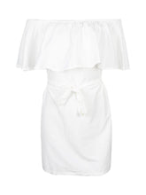 Off The Shoulder Ruffle Dress With Belt Front Bow Knot Summer Casual Dress Mini Short Loose Tube Dress Women 2016 Girl Summer