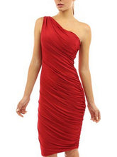 One Shoulder Ruched Bodycon Midi Dress Elegant Prom Evening Party Women Dresses White Black Summer Ladies Office Dresses 2016