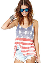 Open Back American Flag Striped Us Print Women Casual Strappy Top Loose Fitness Girl Vest Summer Loose Oversized T Shirt T-Shirt