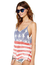 Open Back American Flag Striped Us Print Women Casual Strappy Top Loose Fitness Girl Vest Summer Loose Oversized T Shirt T-Shirt