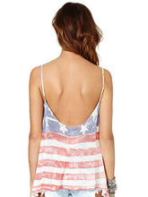 Open Back American Flag Striped Us Print Women Casual Strappy Top Loose Fitness Girl Vest Summer Loose Oversized T Shirt T-Shirt
