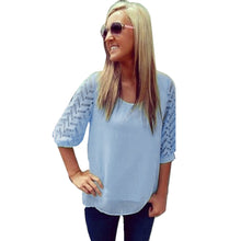 Open Back Chiffon Lace Crochet Blouse see through Half Sleeve Elegant Blouse Green Women Summer Hollow out Tops Fashion
