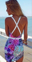 Open Back Floral Print Tank Dress High Waist Short Mini Dress Sexy Girl Casual Sundress 2016 Fashion Summer Dress Summer Style