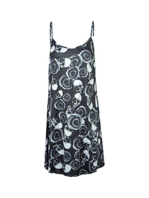 Open Back Spaghetti Strap Summer Dress Camouflage Print Sundress Floral Skull Leopard Print Girl Casual Dress 2016 Fashion