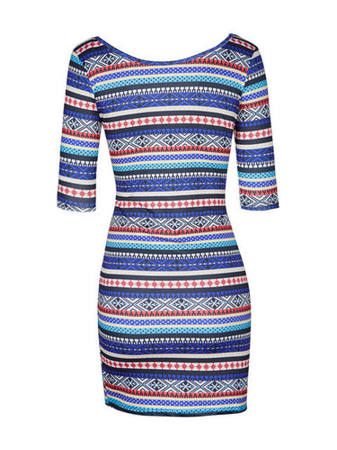 Open Back Stripe Print Colorful Printed Mini Summer Short Mini Dress Bodycon Summer New Arrival Casual Girl Dress 2017