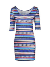 Open Back Stripe Print Colorful Printed Mini Summer Short Mini Dress Bodycon Summer New Arrival Casual Girl Dress 2017
