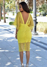 Open Back Zipper Deep V Neck Crochet Hollow Out Lace See Through Knee Pencil Dress Summer Sexy Casual 2016 Club Party Dress