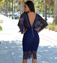 Open Back Zipper Deep V Neck Crochet Hollow Out Lace See Through Knee Pencil Dress Summer Sexy Casual 2016 Club Party Dress