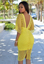 Open Back Zipper Deep V Neck Crochet Hollow Out Lace See Through Knee Pencil Dress Summer Sexy Casual 2016 Club Party Dress