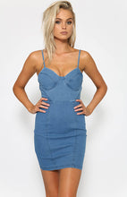 Pad Spaghetti Strap Denim Jean Mini Short Women Dress Bodycon Girl Dress Casual Summer Lady Dress 2016 Open Back Zipper Blue