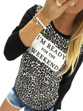 Patchwork Black O-Neck Casual Blouse Leopard Print Grey Fashion Blouses 2016 Letter Print Summer Autumn Ladies Tops And Blouses
