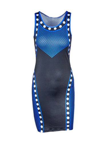 Patchwork Color Dot Print Bodycon Tank Knee Length Sleeveless Party Club Dress 2016 Summer Fashion Casual New Woman Dresses