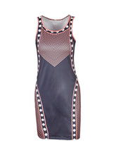 Patchwork Color Dot Print Bodycon Tank Knee Length Sleeveless Party Club Dress 2016 Summer Fashion Casual New Woman Dresses