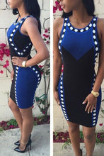 Patchwork Color Dot Print Bodycon Tank Knee Length Sleeveless Party Club Dress 2016 Summer Fashion Casual New Woman Dresses