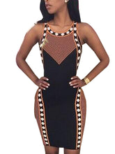 Patchwork Color Dot Print Bodycon Tank Knee Length Sleeveless Party Club Dress 2016 Summer Fashion Casual New Woman Dresses