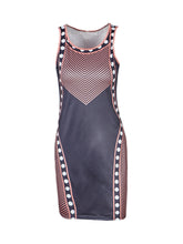 Patchwork Color Dot Print Bodycon Tank Knee Length Sleeveless Party Club Dress 2016 Summer Fashion Casual New Woman Dresses