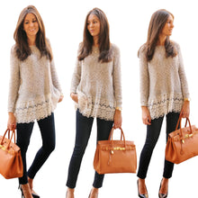 Patchwork Floral Lace Loose Women Top Casual Long Sleeve 2016 Autumn Grey Womens Tops And Blouses For 2016 Tops Quality