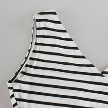 Patchwork Striped V Back A Line Dress Women Casual 2016 Summer Girl Sundress One Piece Wrap Back Hollow Pleated Dress