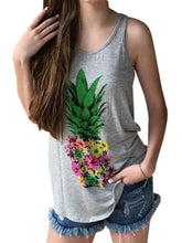 Pineapple Cartoon Print Long Tank Top Sleeveless Women Casual Summer Top Fashion 2016 Girl Workout Fitness Vest Top Femme Sexy