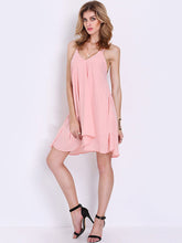Pink Chiffon Spaghetti Strap Women Sun Dress Open Back Sexy Casual Cute Summer Girl Dress 2016 Mini Fashion High Quality