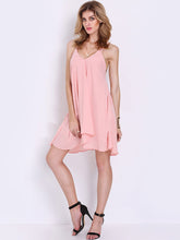 Pink Chiffon Spaghetti Strap Women Sun Dress Open Back Sexy Casual Cute Summer Girl Dress 2016 Mini Fashion High Quality