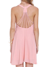 Pink Chiffon Spaghetti Strap Women Sun Dress Open Back Sexy Casual Cute Summer Girl Dress 2016 Mini Fashion High Quality