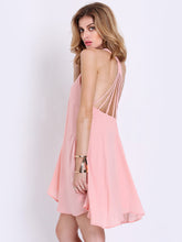 Pink Chiffon Spaghetti Strap Women Sun Dress Open Back Sexy Casual Cute Summer Girl Dress 2016 Mini Fashion High Quality